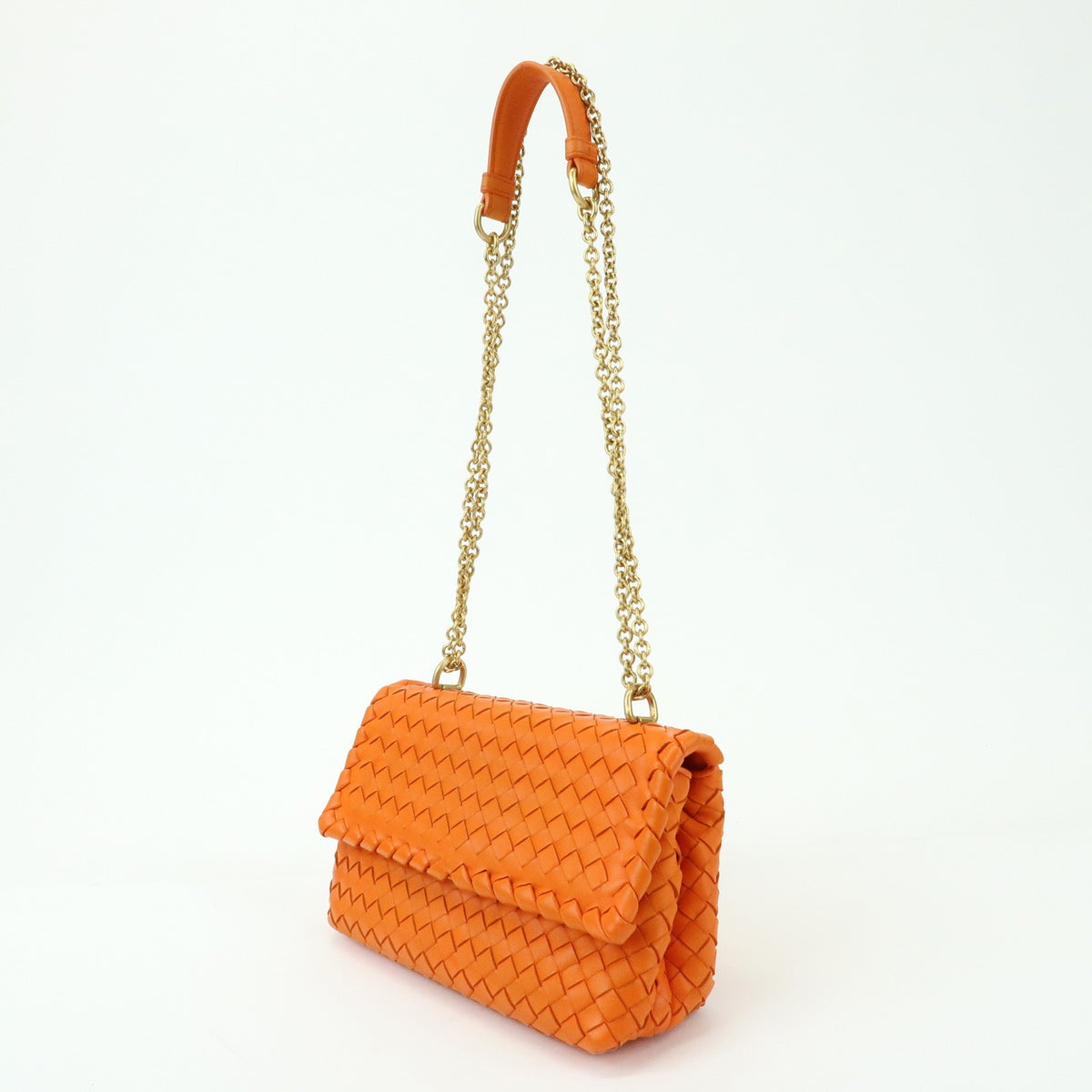 Bottega Veneta Olimpia Intrecciato Nappa, Orange, Leather, Crossbody Bag