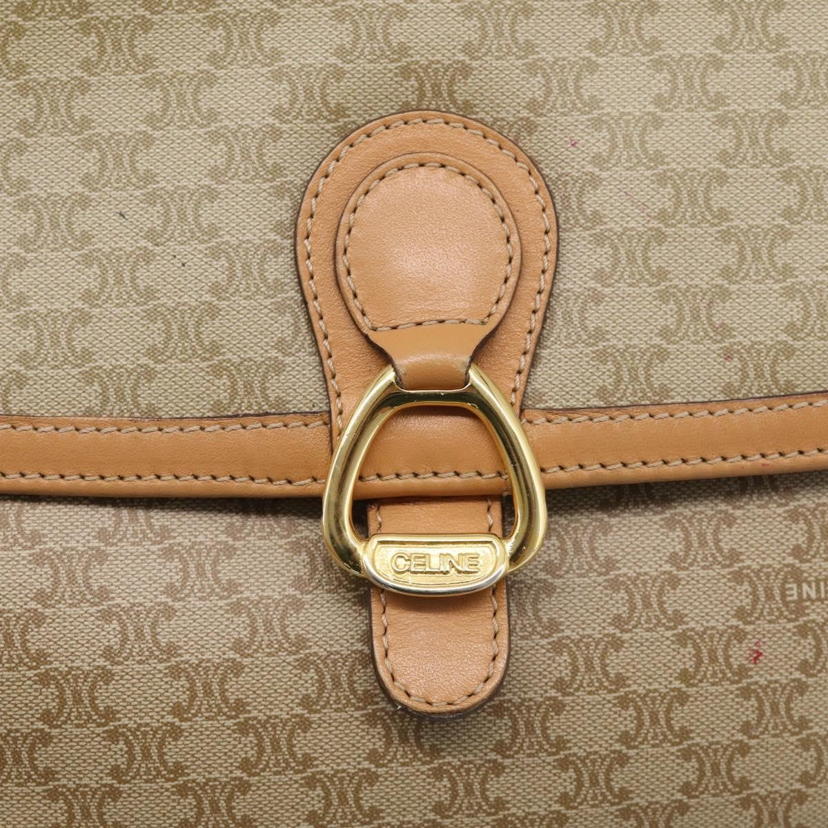 Celine Macadam Shoulder Canvas, Beige, Canvas, Crossbody Bag