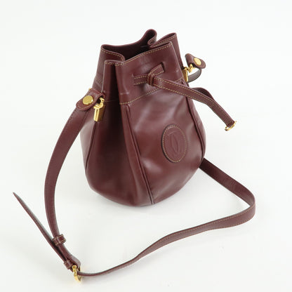 Cartier Must de Cartier Leather, Burgundy, Leather, Shoulder Bag