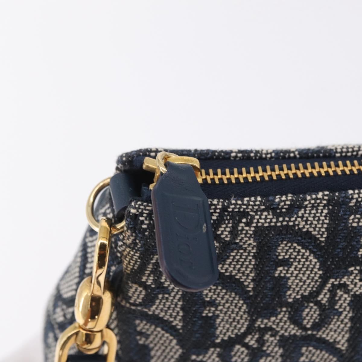 Christian Dior Vintage Saddle Bag Canvas, Navy, Canvas, Clutch