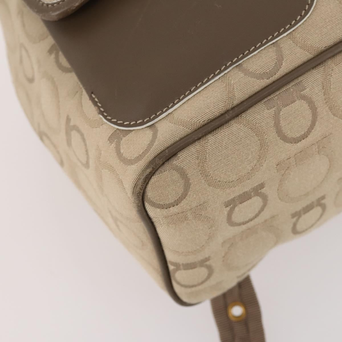 Salvatore Ferragamo Gancini Canvas, Beige, Canvas, Backpack