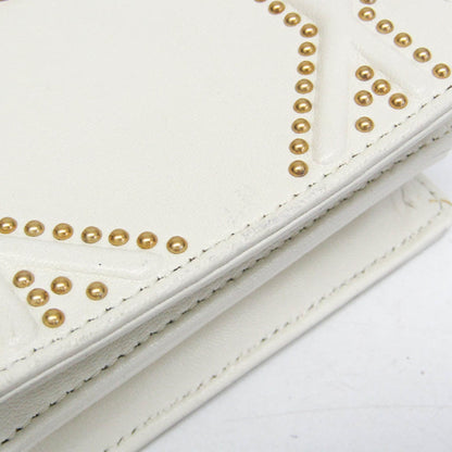 Christian Dior Diorama Vertical Clutch on Chain Studded Leather, White, Leather, Clutch