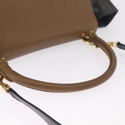 Celine Tricolor Trapeze Leather, Navy, Leather, Handbag