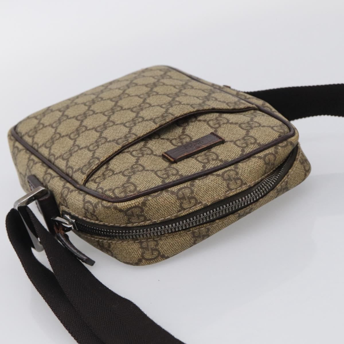 Gucci Vintage Front Pocket Flat Messenger GG Canvas and Leather, Beige, Canvas, Shoulder Bag