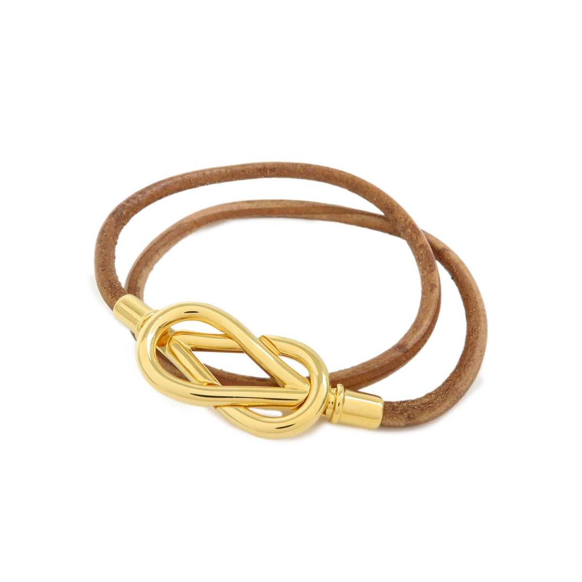 Hermes Jumbo Hook Choker Woven Leather and Metal, Brown, Leather, Necklace