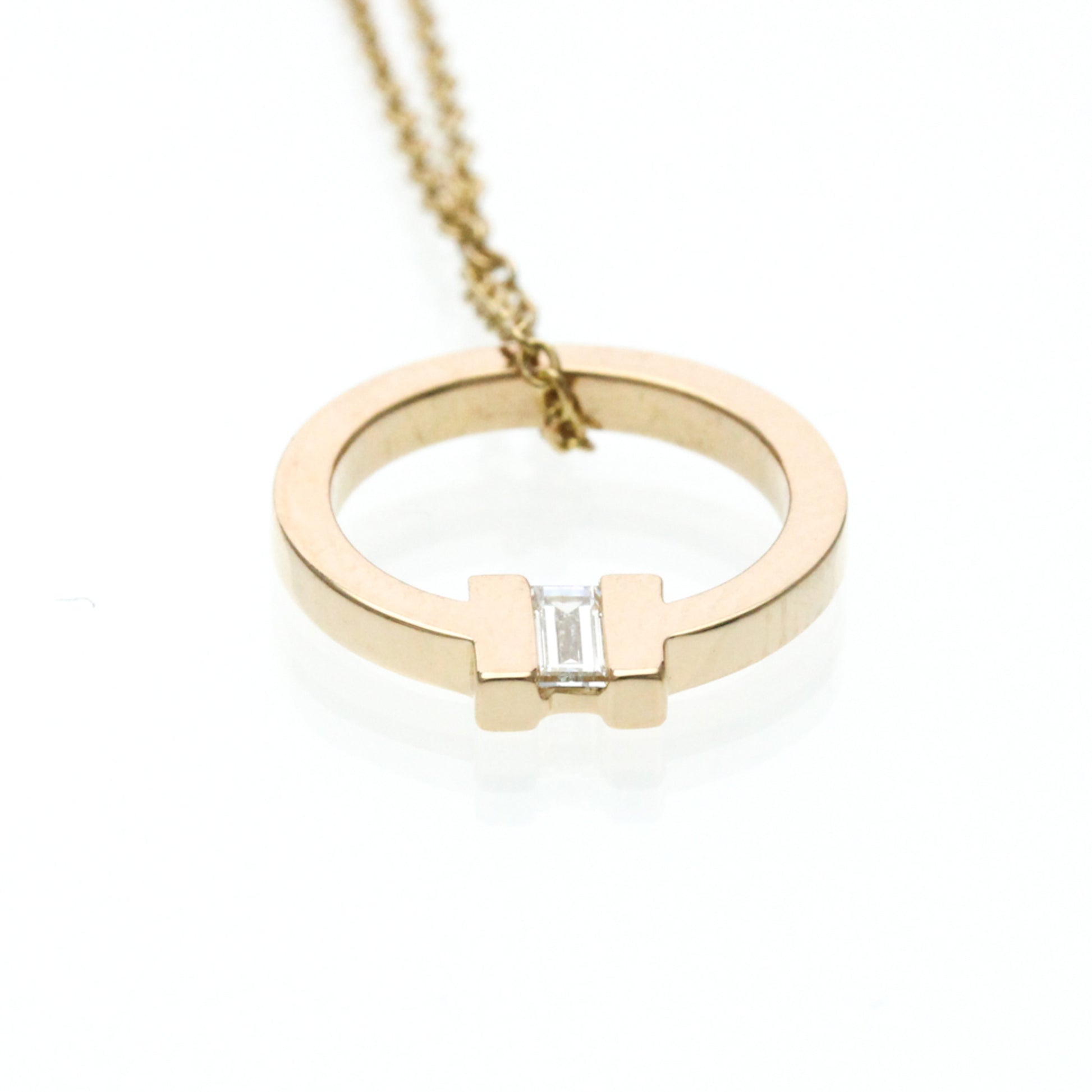 Tiffany & Co. T Circle Pendant 18K Rose Gold with Diamond, Gold, Pink Gold, Necklace