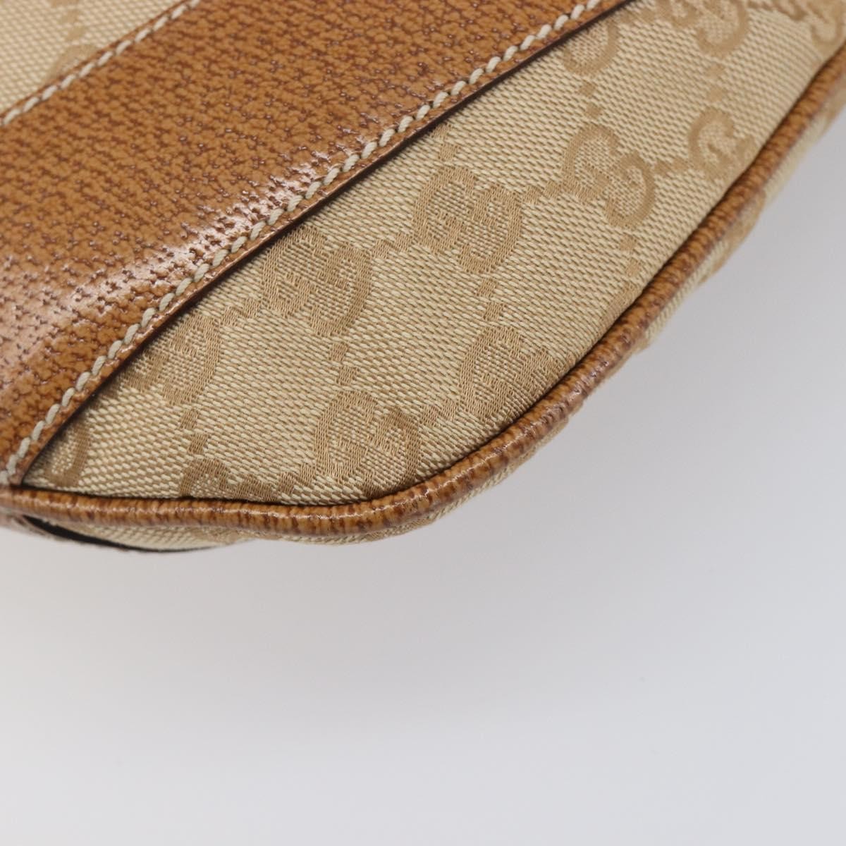 Gucci Vintage Zip Hobo GG Canvas with Leather, Beige, Canvas, Shoulder Bag