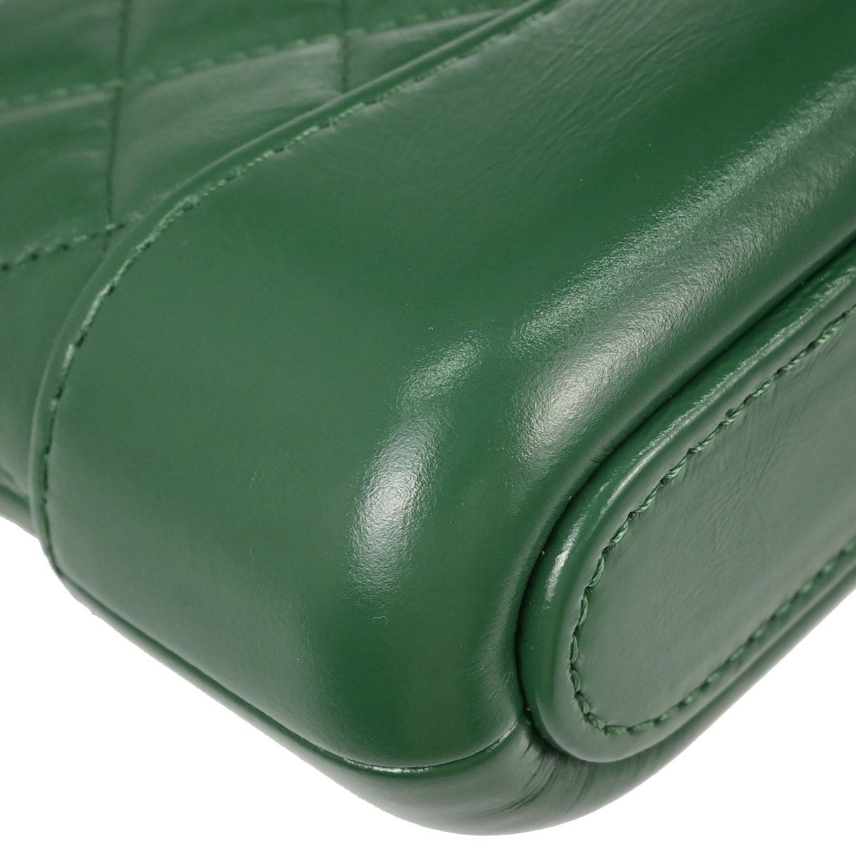 Chanel Gabrielle Double Zip Clutch with Chain Quilted Goatskin and Patent, Green, Leather, Clutch