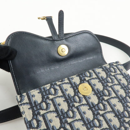 Christian Dior Saddle Belt Oblique Canvas, Navy, Canvas, Handbag