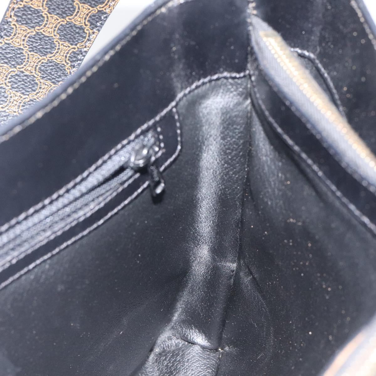 Celine Vintage Macadam Canvas and Leather, Black, Canvas, Shoulder Bag
