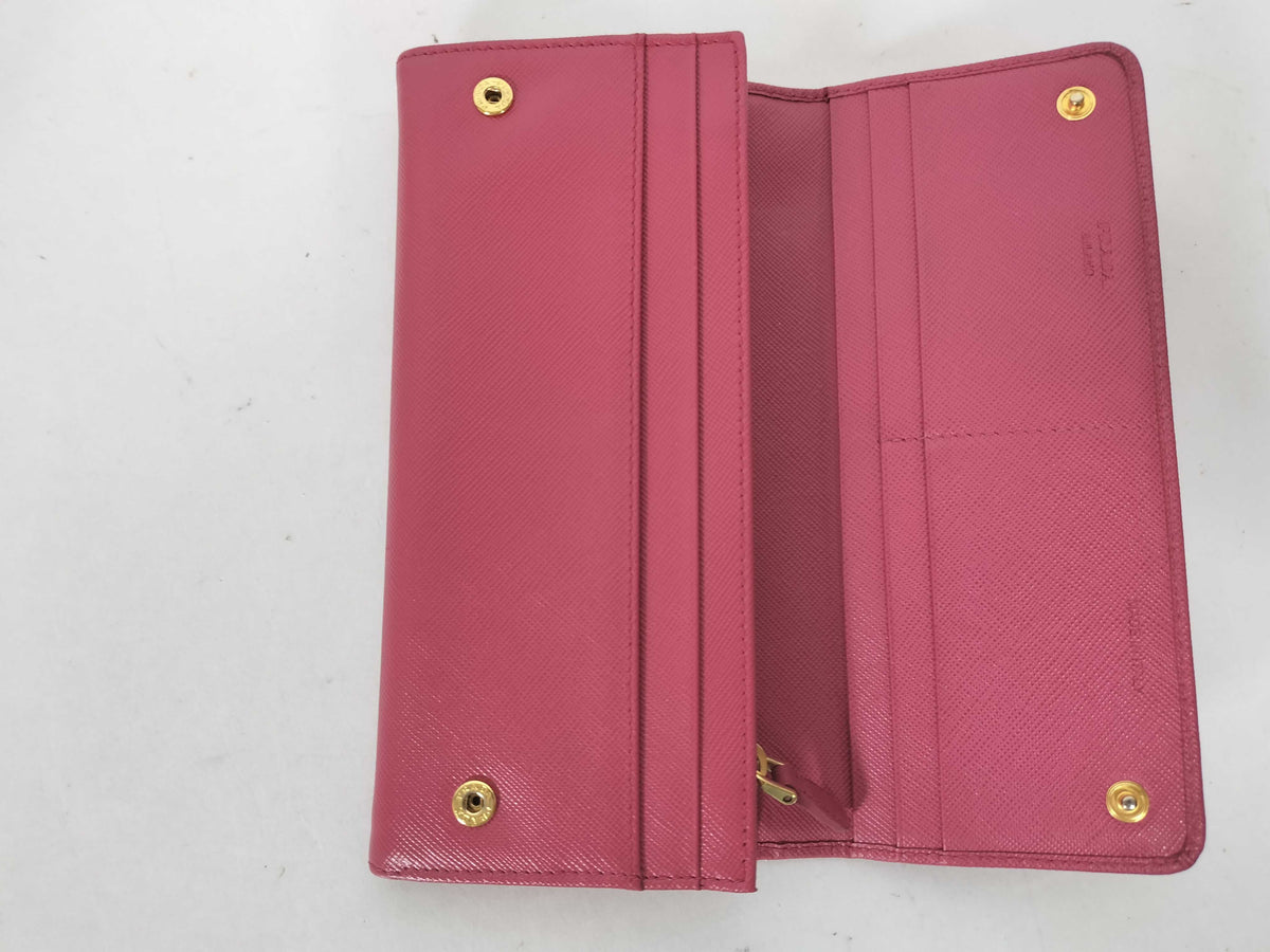 Prada Saffiano Leather, Pink, Leather, Wallet