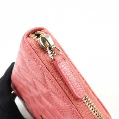 Chanel Zip Around Organizer Quilted Caviar, Pink, Leather, Wallet