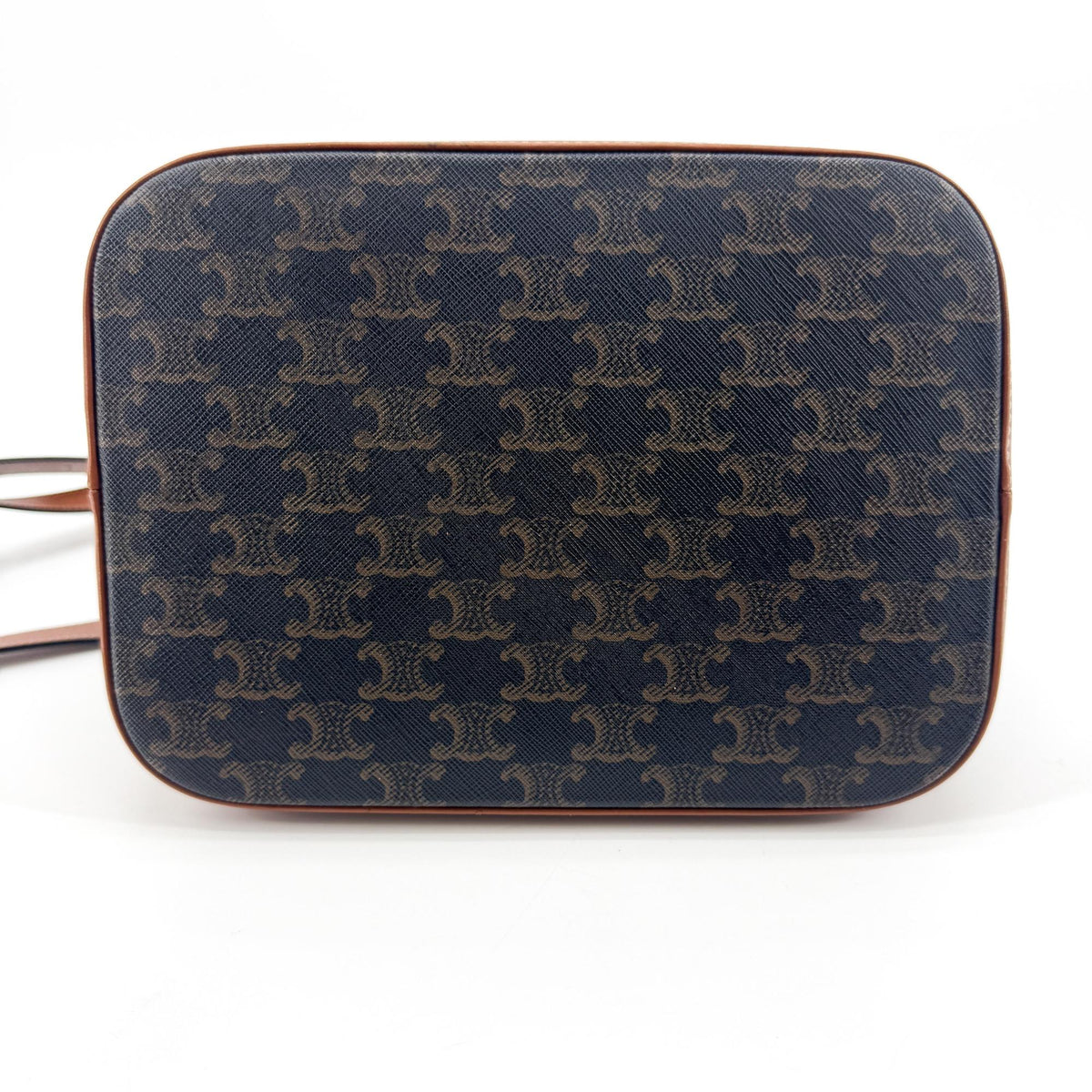 Celine Bucket Triomphe Coated Canvas, Brown, Canvas, Shoulder Bag