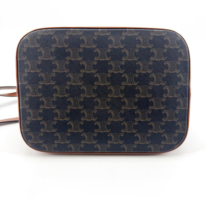 Celine Bucket Triomphe Coated Canvas, Brown, Canvas, Shoulder Bag