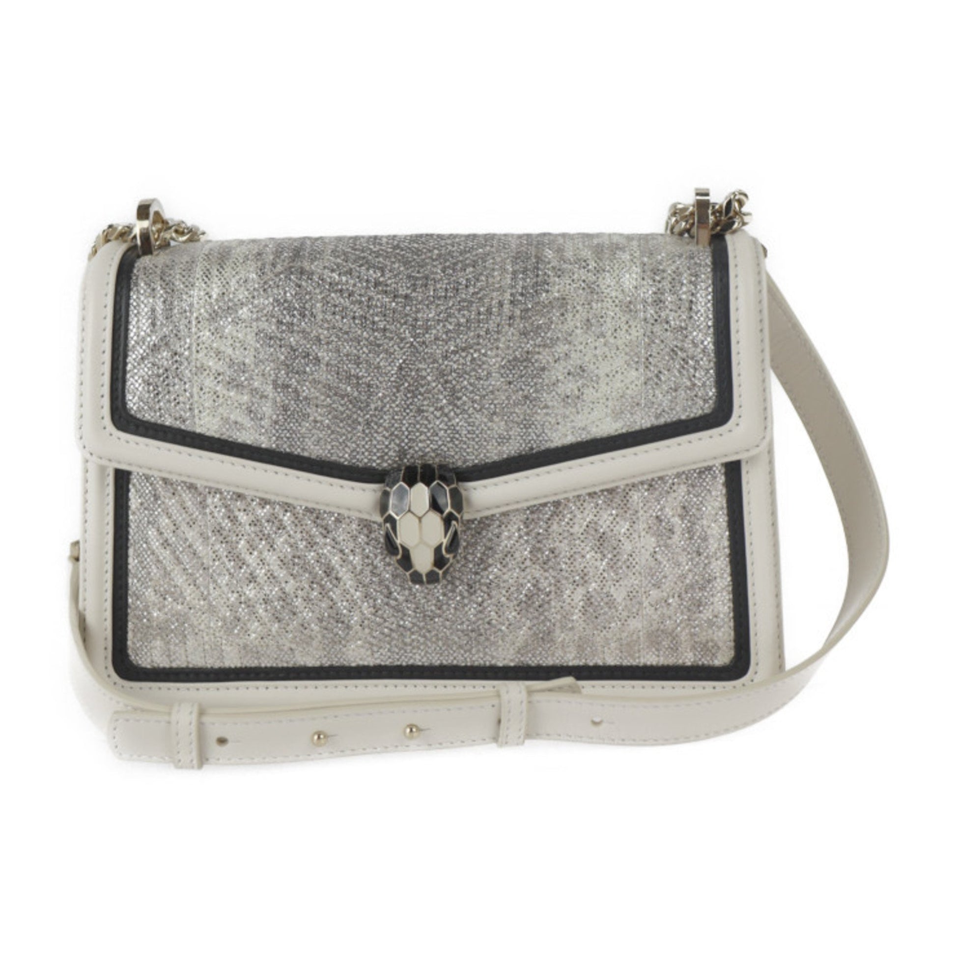 Bulgari Serpenti, White, Leather, shoulder