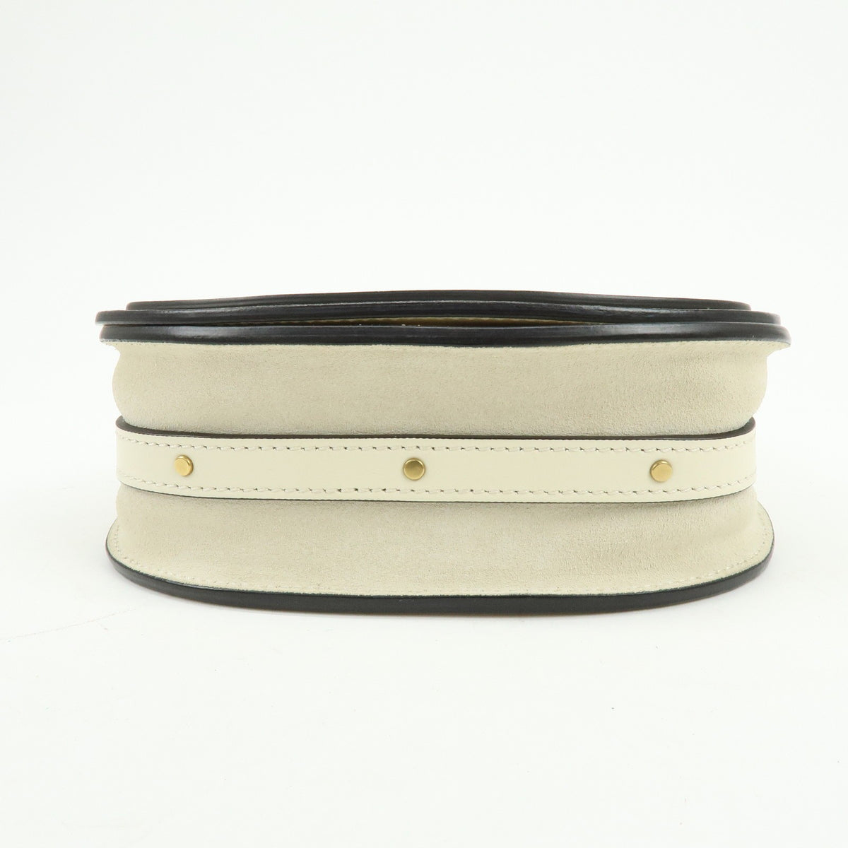 Chloe Nile Studded Suede and Leather, White, Leather, Crossbody Bag