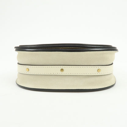 Chloe Nile Studded Suede and Leather, White, Leather, Crossbody Bag