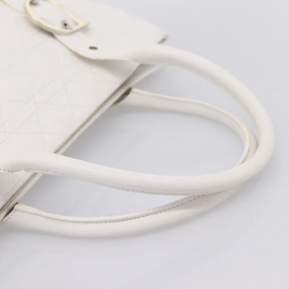 Christian Dior D Buckle Tote Cannage Stitch Leather, White, Leather, Tote Bag