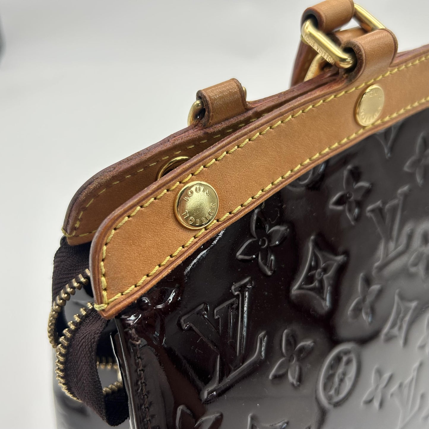 Louis Vuitton Brea Monogram Vernis, Brown, Patent Leather, Handbag