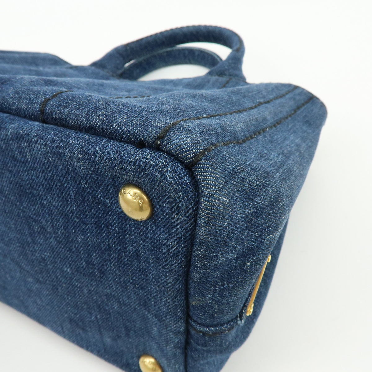 Prada Canapa Convertible Denim, Blue, Denim, Tote Bag