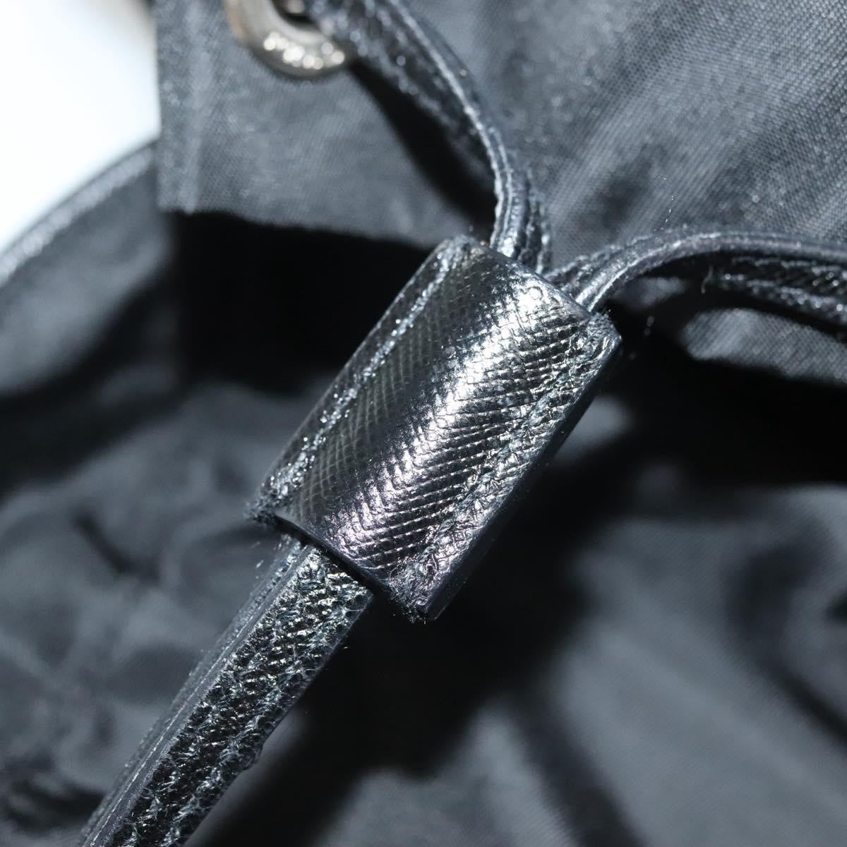 Prada Double Pocket Drawstring Tessuto, Black, Nylon, Shoulder Bag