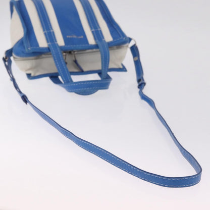 Balenciaga Bazar Convertible Striped Leather, Blue, Leather, Tote Bag