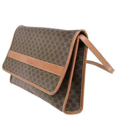 Celine Vintage Macadam Canvas and Leather, Brown, Canvas, Shoulder Bag