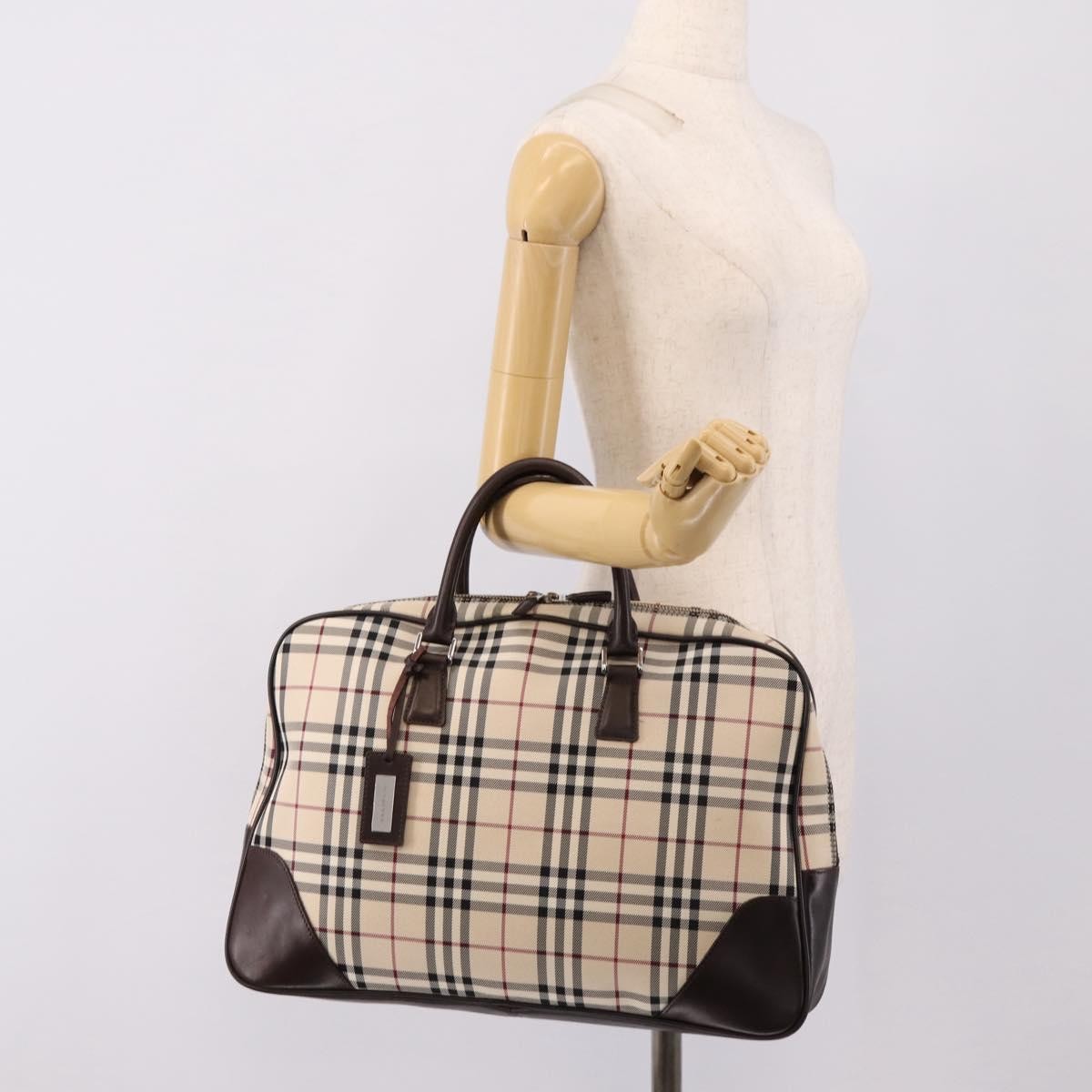 Burberry Boston Nova Check Canvas, Beige, Nylon, Handbag