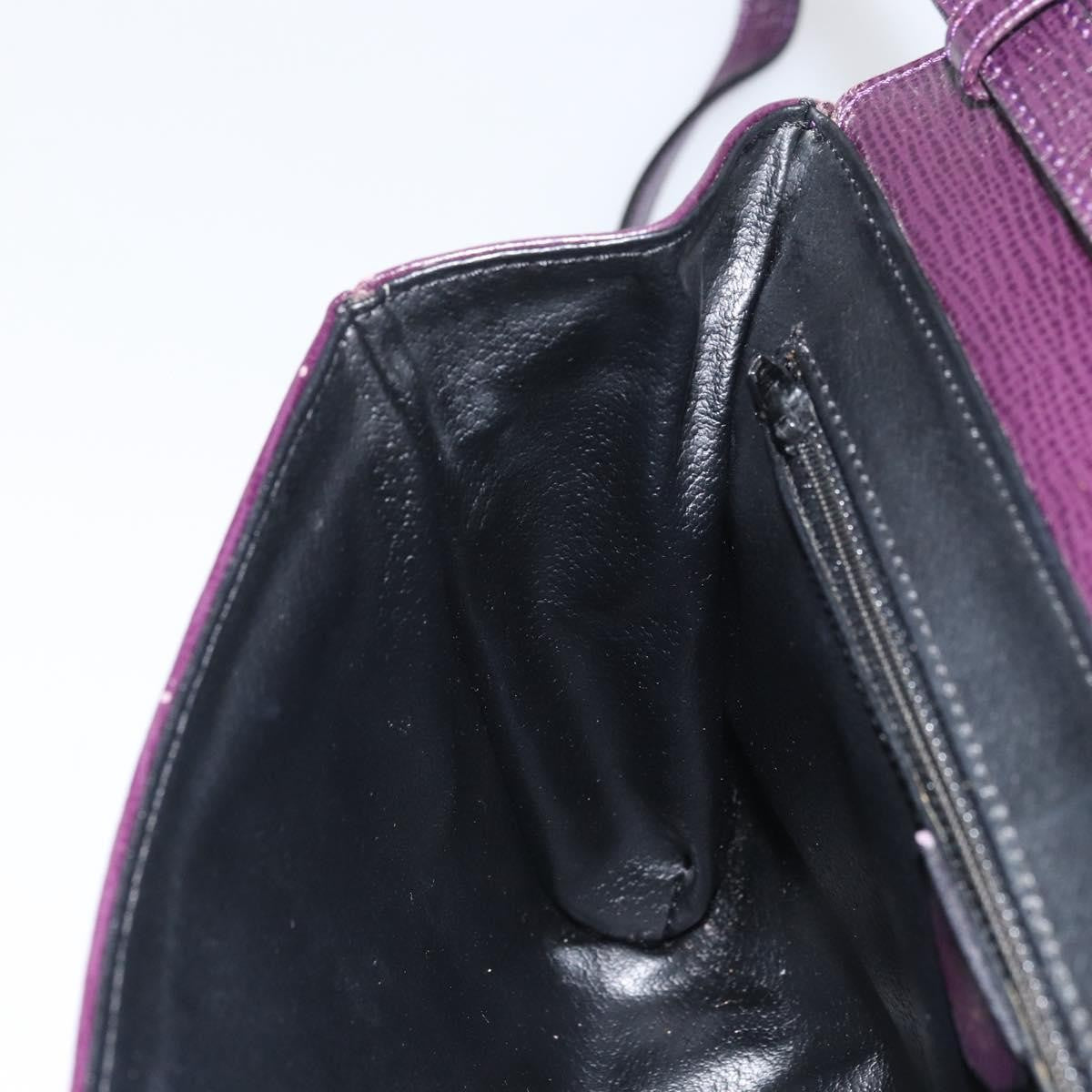 Celine Circle Logo Leather, Purple, Leather, Shoulder Bag