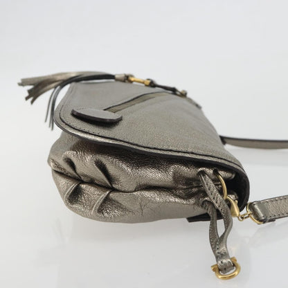 Salvatore Ferragamo Gancini Leather, Silver, Leather, Shoulder Bag