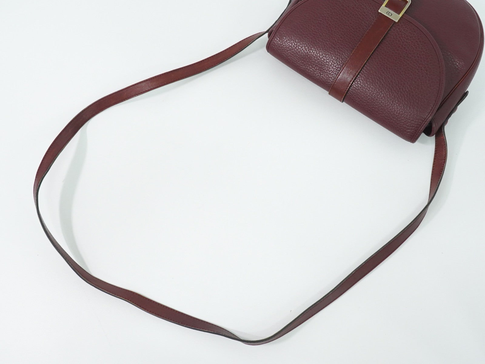 Christian Dior Vintage CD Flap Leather, Burgundy, Leather, Shoulder Bag