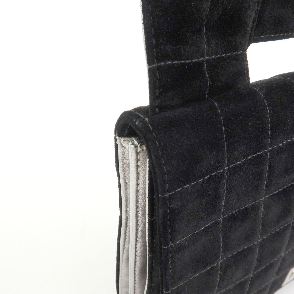 Chanel Chocolate Bar Mademoiselle Flap Quilted Leather, Black, Suede, Handbag