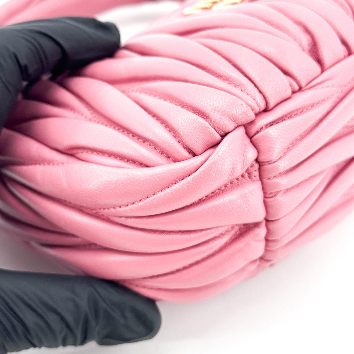 Miu Miu Wander Hobo Matelasse Satin, Pink, Leather, Shoulder Bag