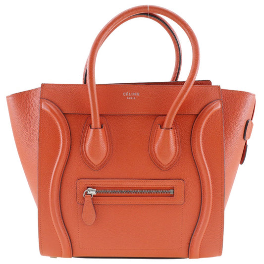 Céline Luggage, Orange, Leather, handbag