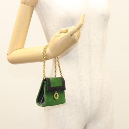 Celine Circle Logo Suede, Green, Suede, Clutch