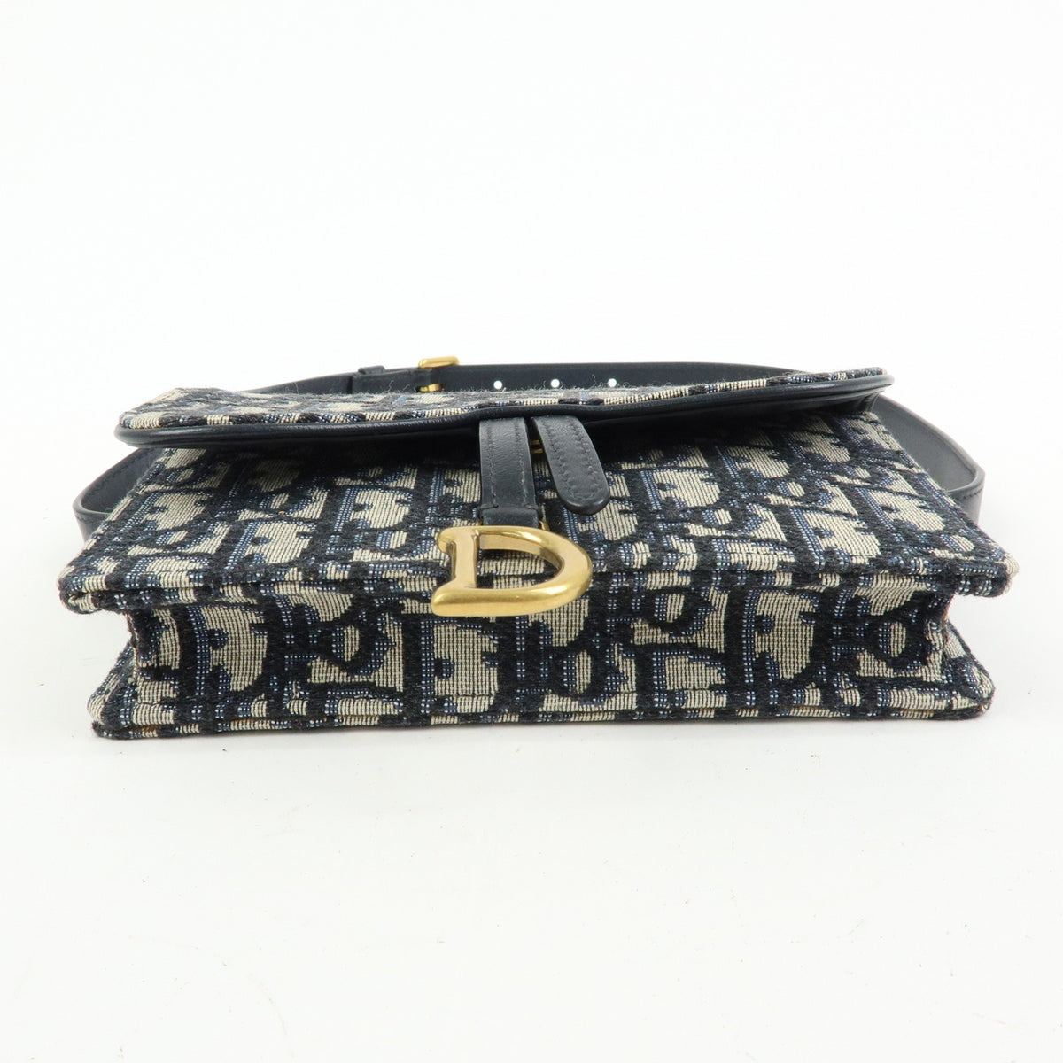 Christian Dior Saddle Belt Oblique Canvas, Navy, Canvas, Handbag