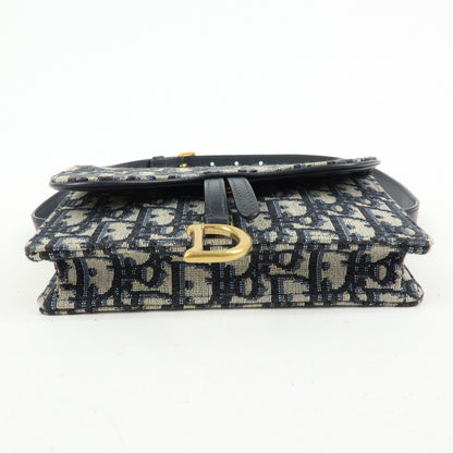 Christian Dior Saddle Belt Oblique Canvas, Navy, Canvas, Handbag