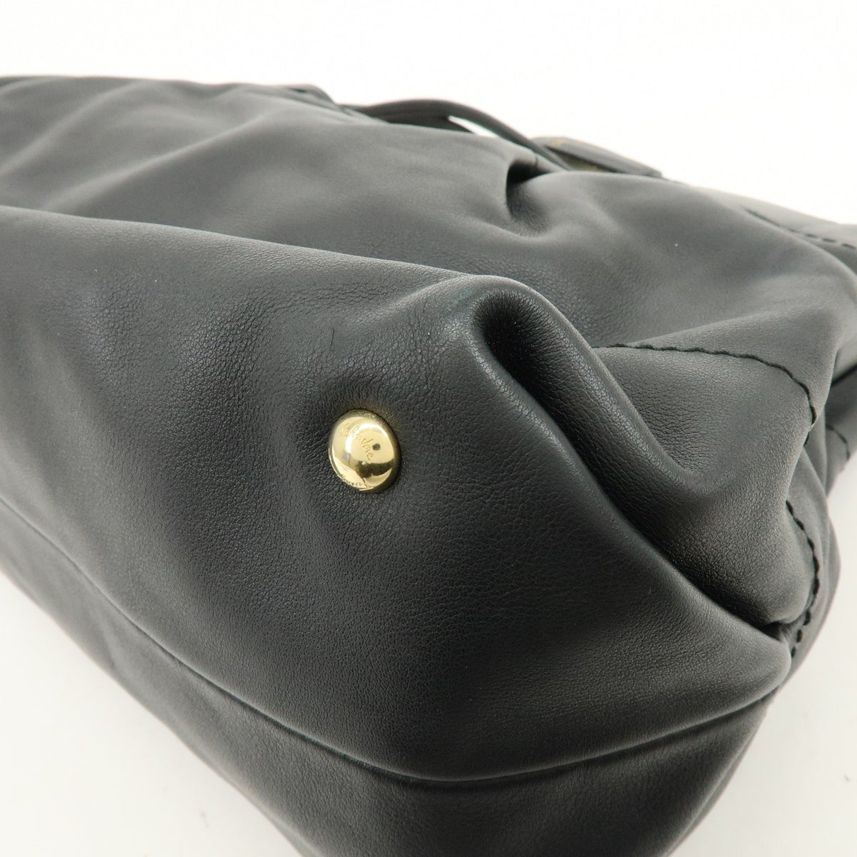 Salvatore Ferragamo W Chain Leather, Black, Leather, Tote Bag