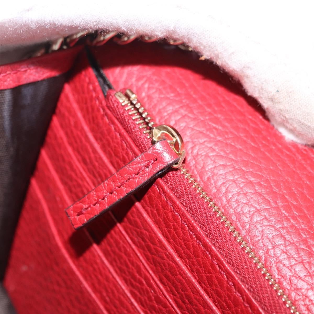 Gucci Interlocking Wallet on Chain Leather, Red, Leather, Shoulder Bag