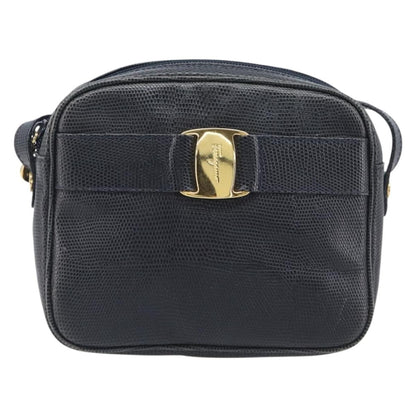 Salvatore Ferragamo Vala Leather, Navy, Leather, Shoulder Bag