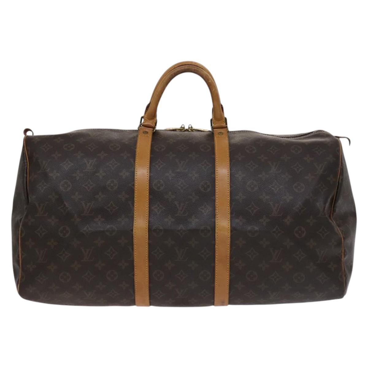 Louis Vuitton Keepall Bag Monogram Canvas, BROWN, CANVAS, Travel bag