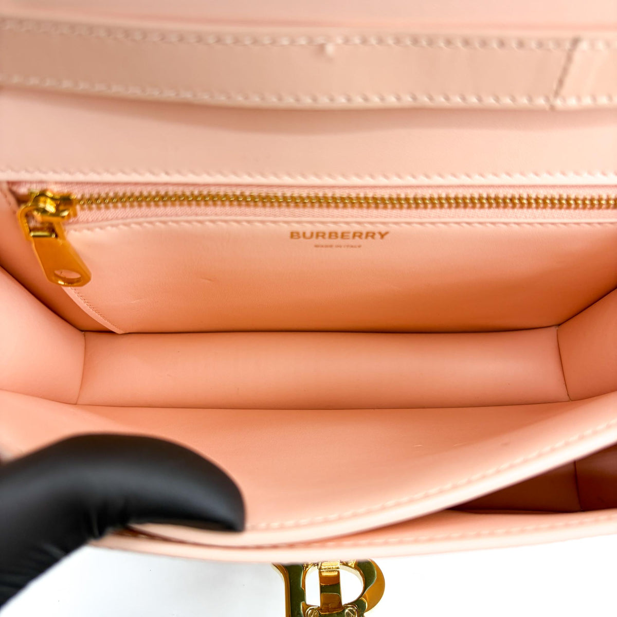 Burberry TB Shoulder Bag Leather, Beige, Leather, Shoulder Bag