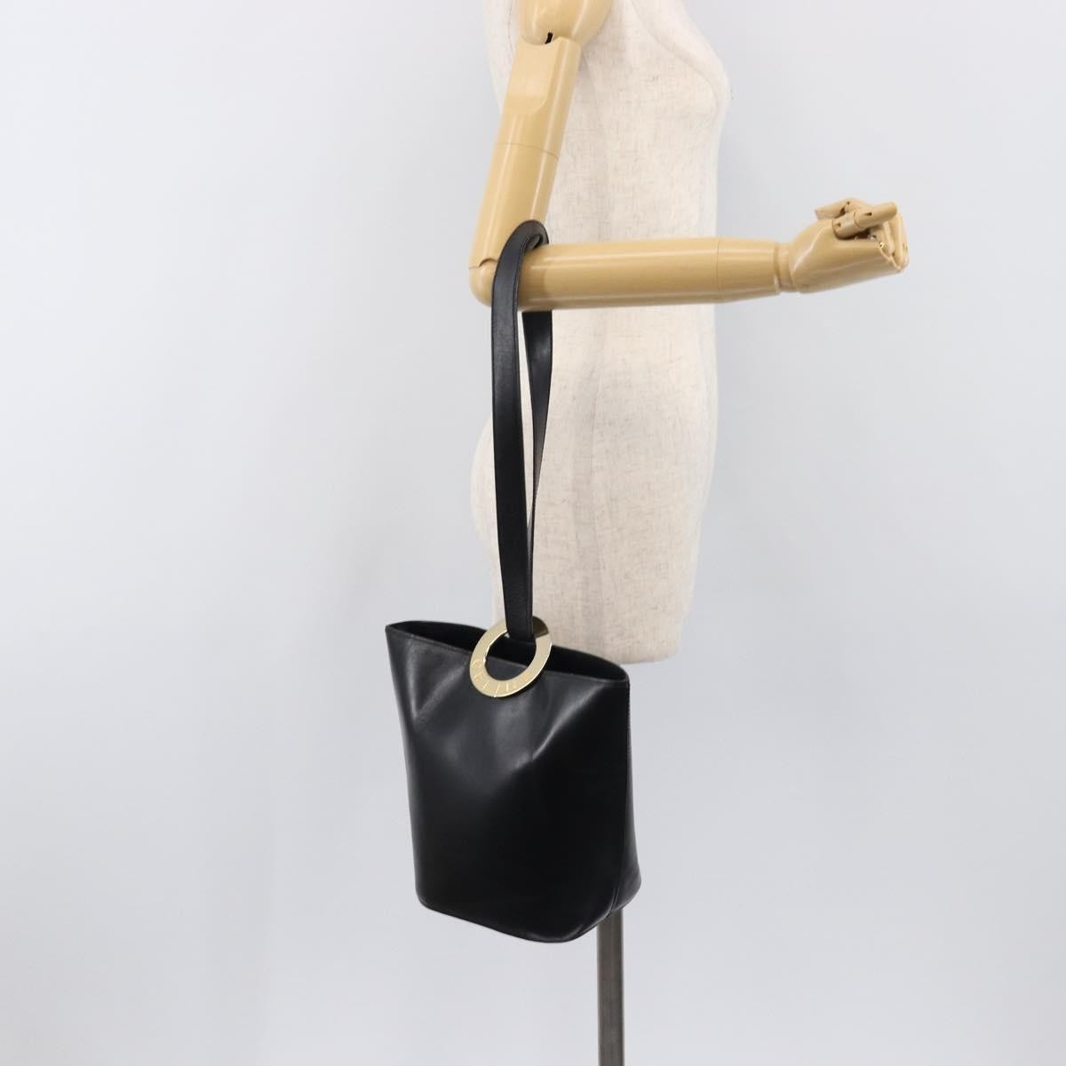 Celine Shoulder bag circle logo Leather, Black, Leather, Shoulder Bag