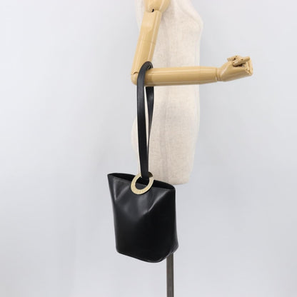 Celine Shoulder bag circle logo Leather, Black, Leather, Shoulder Bag