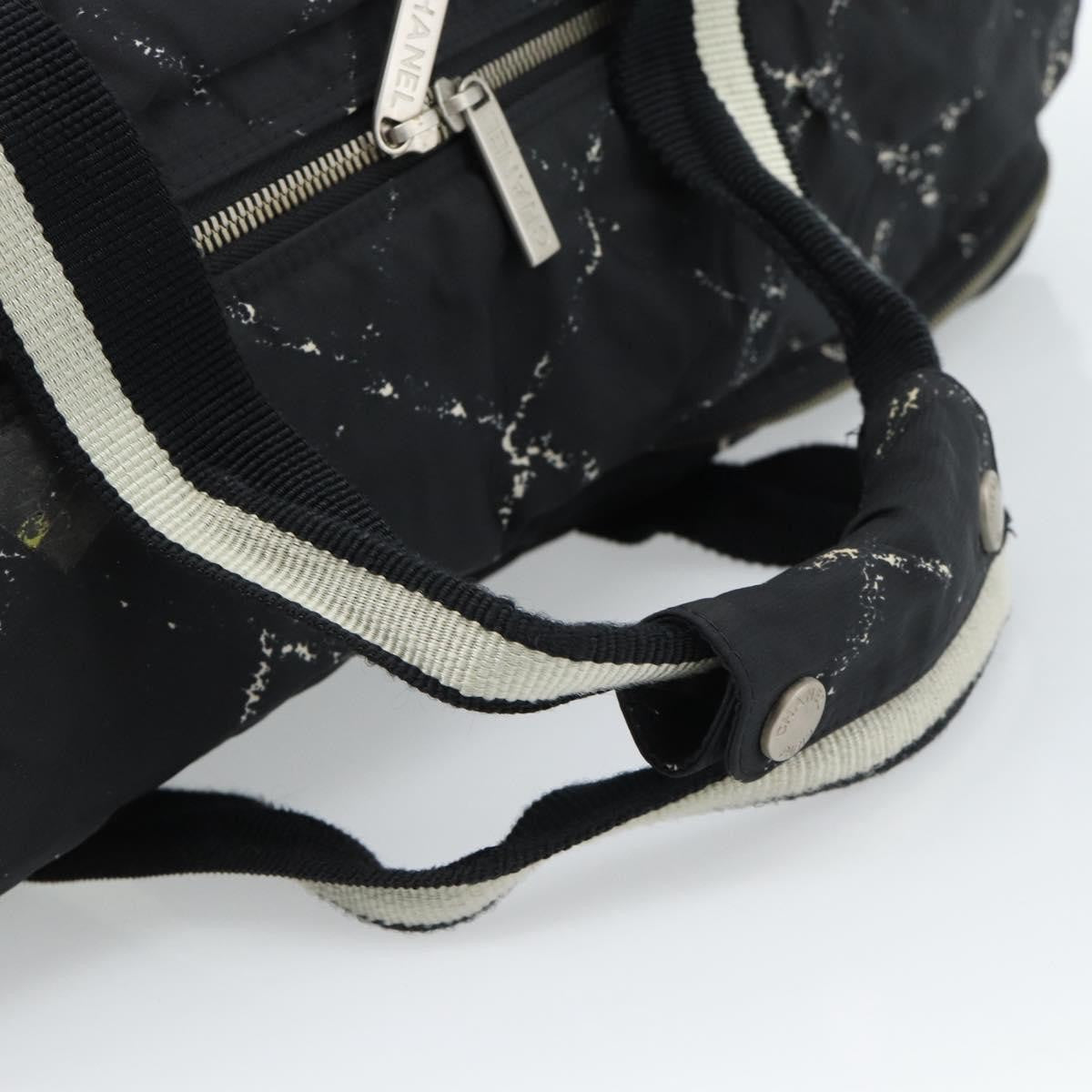 Chanel Travel Line Duffle Printed Nylon, Black, Nylon, Travel Bag