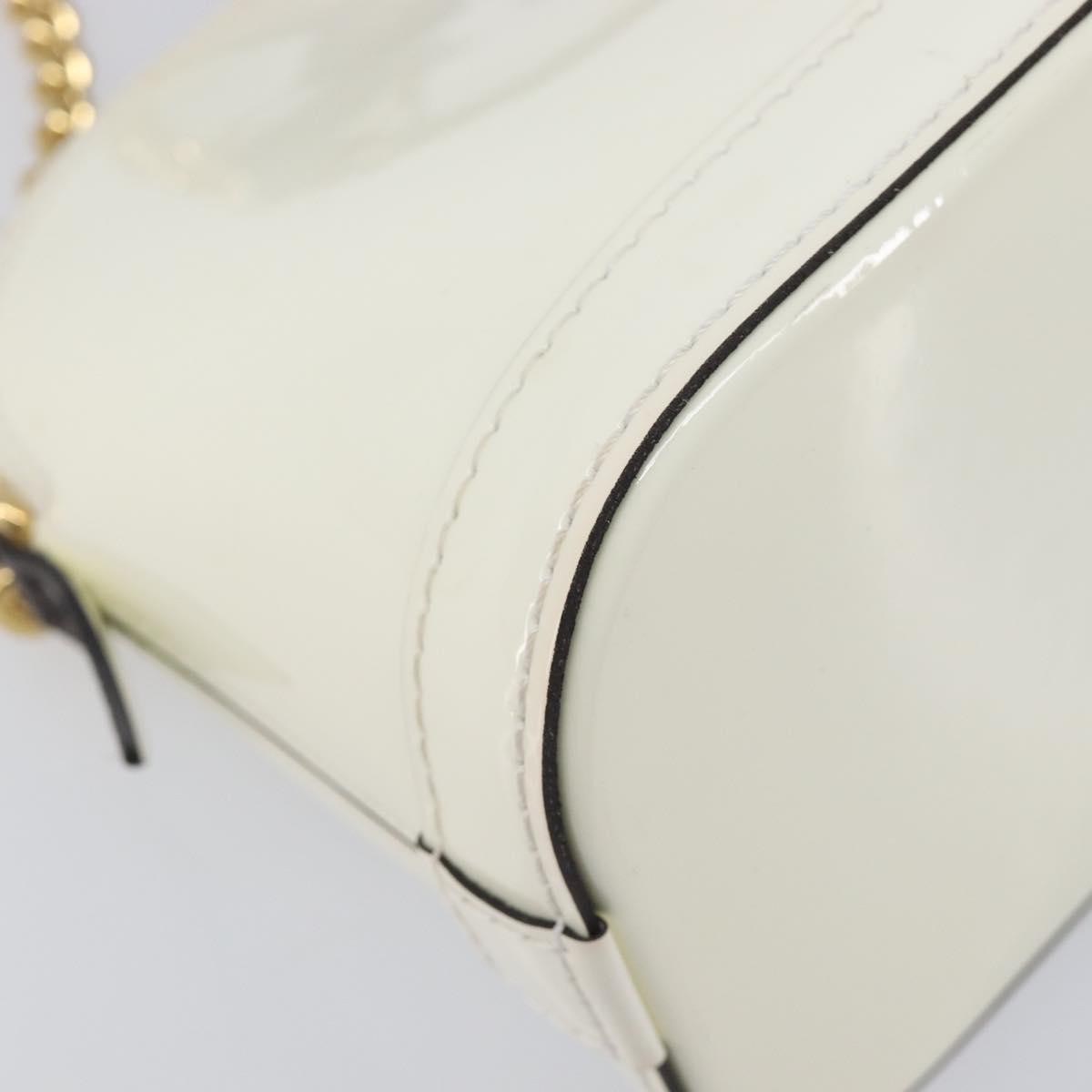 Louis Vuitton Alma Chain Vernis with Monogram Canvas, White, Patent Leather, Handbag
