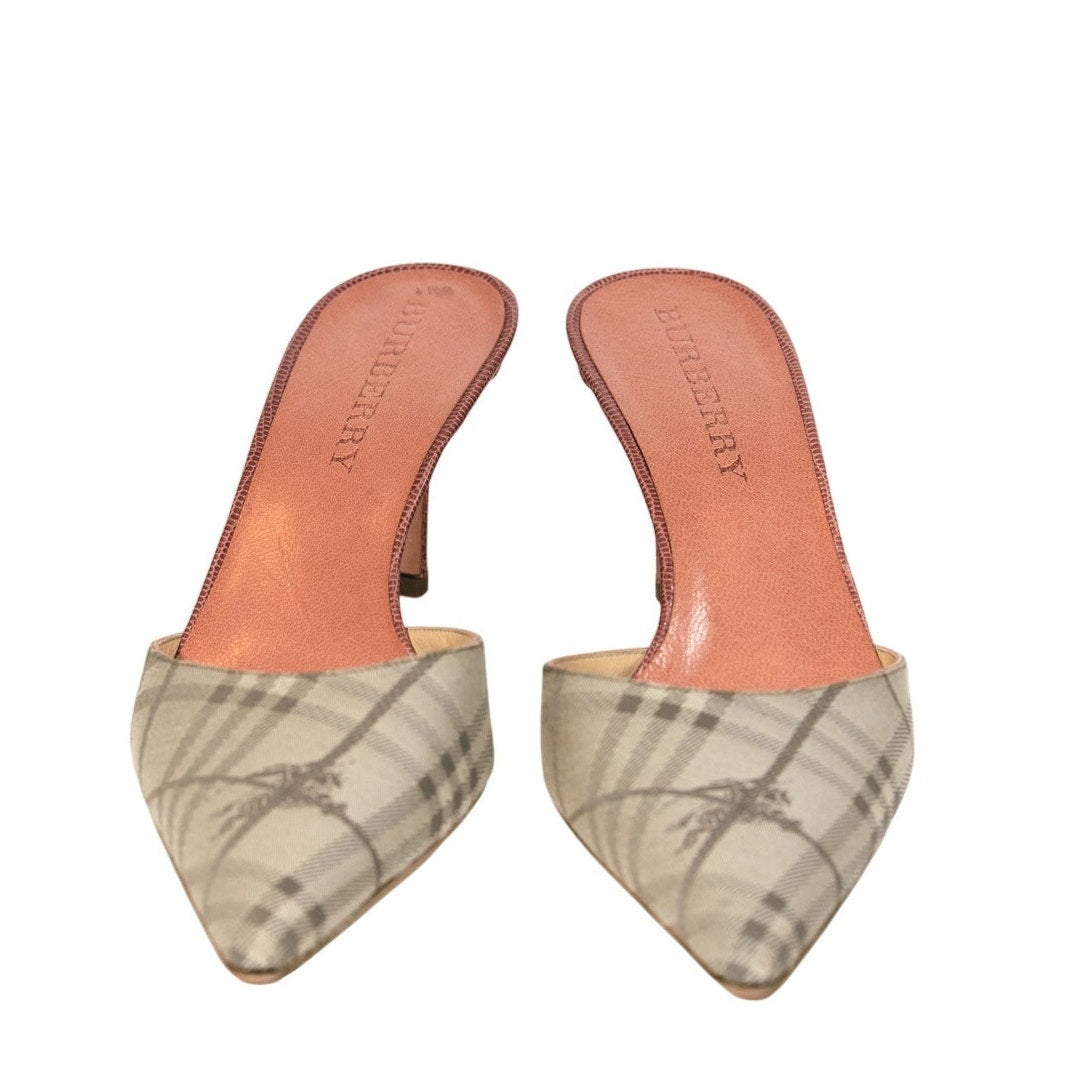 Burberry Mules 40 IT Beige Haymarket Check