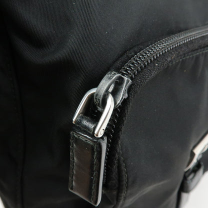 Prada Zip Buckle Messenger Tessuto, Black, Nylon, Handbag