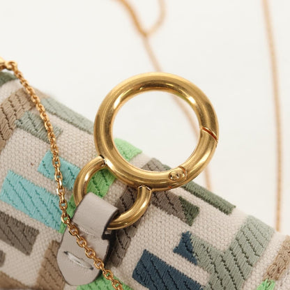 Fendi Chain Baguette Charm Zucca Embroidered Canvas, Multicolour, Canvas, Shoulder Bag