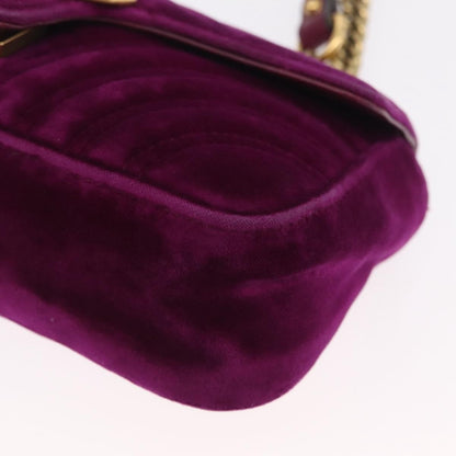 Gucci GG Marmont Matelassé Velvet, Purple, Velvet, Shoulder Bag